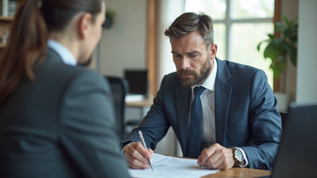 Профессиональный консультант проводит консультацию с клиентом в офисе