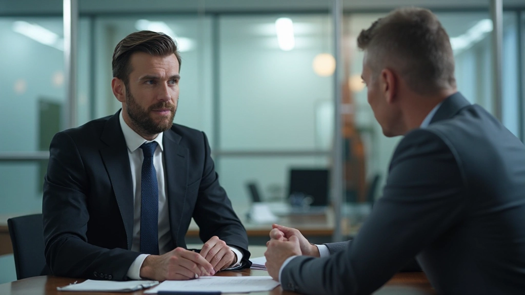 Портрет профессионального финансового консультанта, консультирующего клиента по управлению рисками